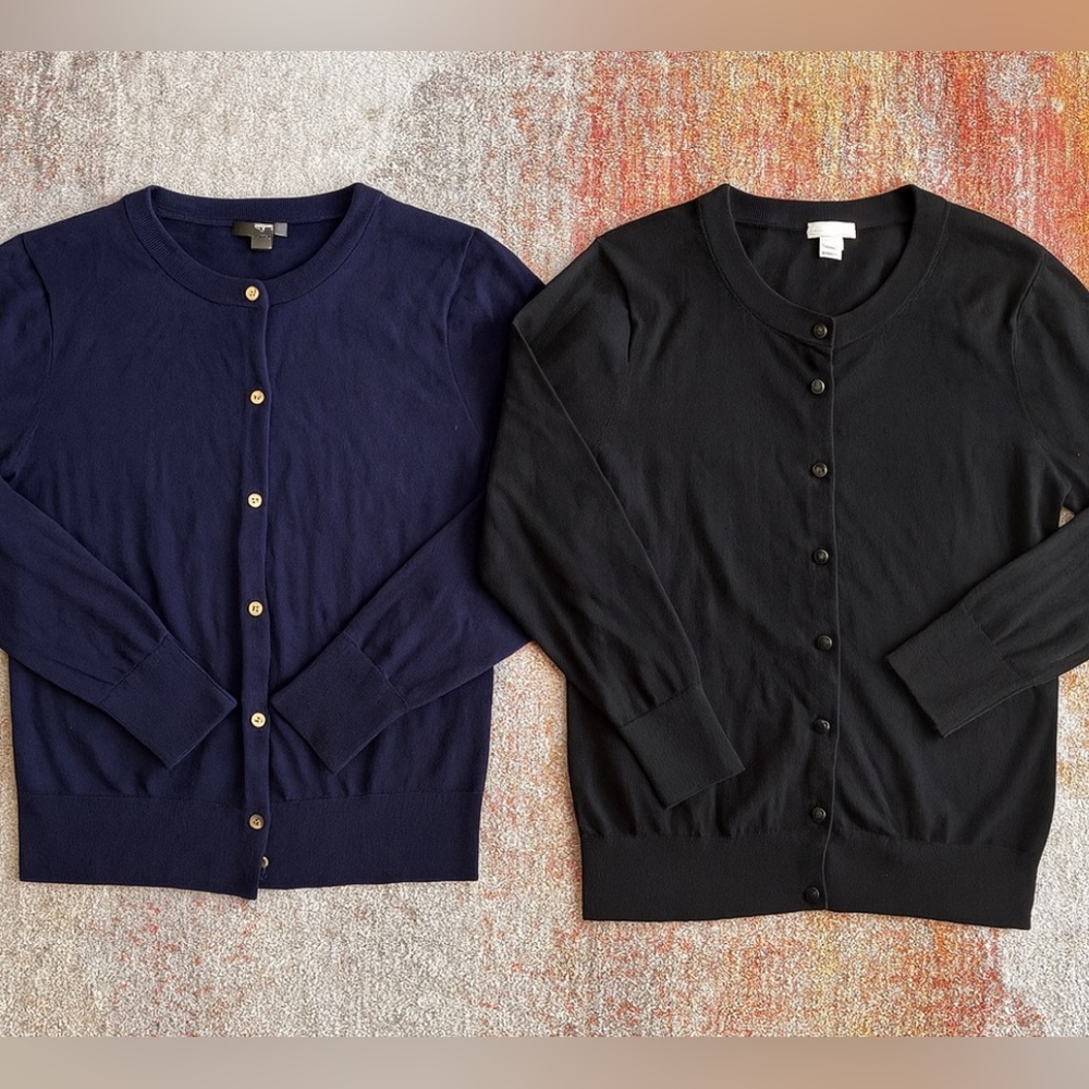 J.Crew Merino Wool Black and Navy Cardigan Sweaters